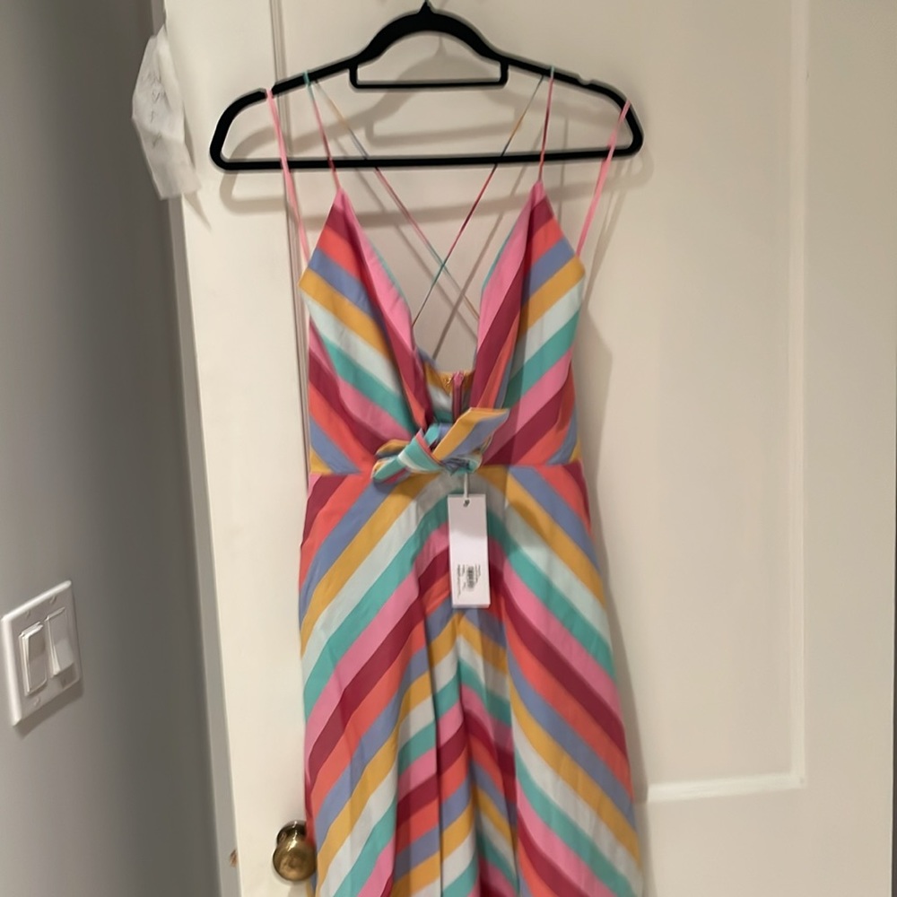 Rebecca Vallance dress it ties in a bow rainbow nwts 455.00 housewife salt lake